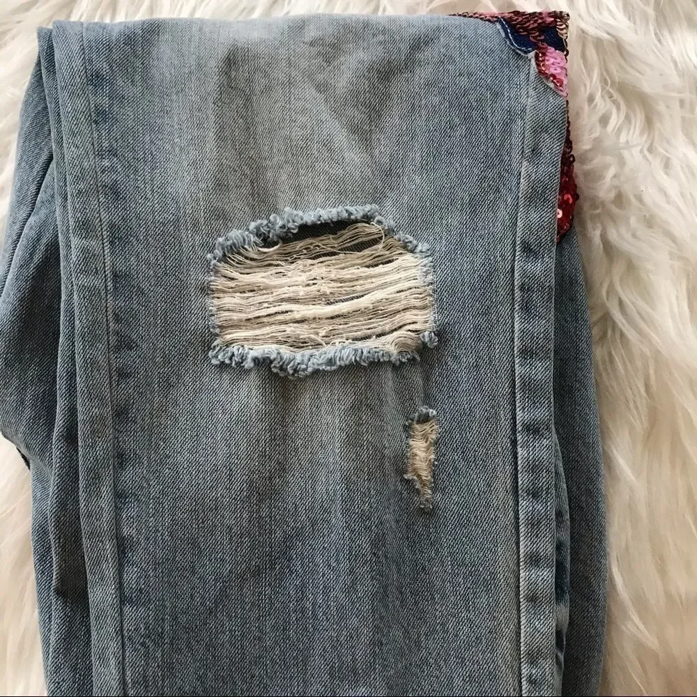 Denim Co Primark  distressed jeans with sequins - Picture 9 of 15